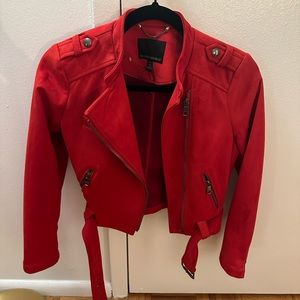 Red suede moto jacket
